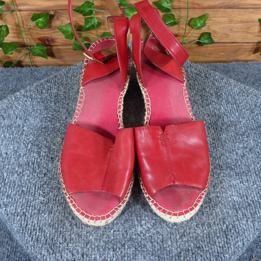 Clarks Petrina Selma Women Espadrille Wedge Sandal Size 11 Summer Red Leather